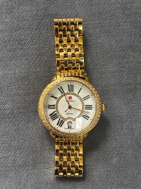 Michele Accessories - Michele Serein Gold Tone Diamond Bezel Women's Watch 134 Diamonds New Battery!